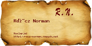 Rácz Norman névjegykártya