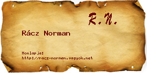 Rácz Norman névjegykártya