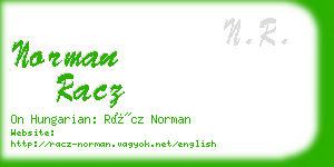 norman racz business card
